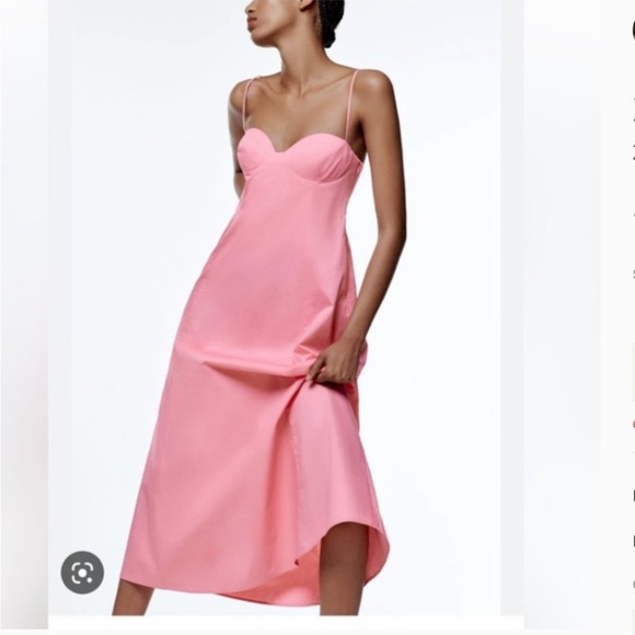 Zara Poplin Midi Dress Light Bubblegum Pink Zara Poplin Midi Dress Light Bubblegum Pink